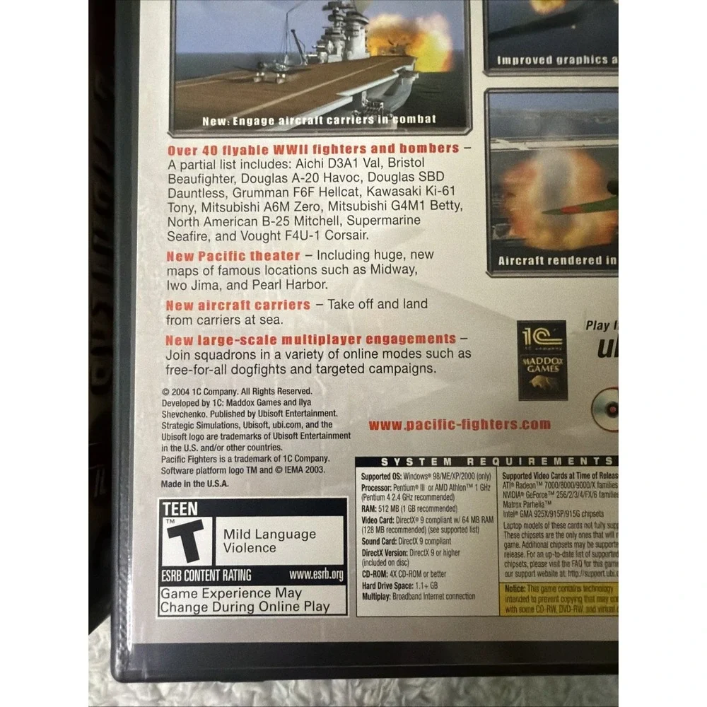 Pacific Fighters PC CD ROM VTG Strategy Simulations CIB Complete Sleeve Ubisoft